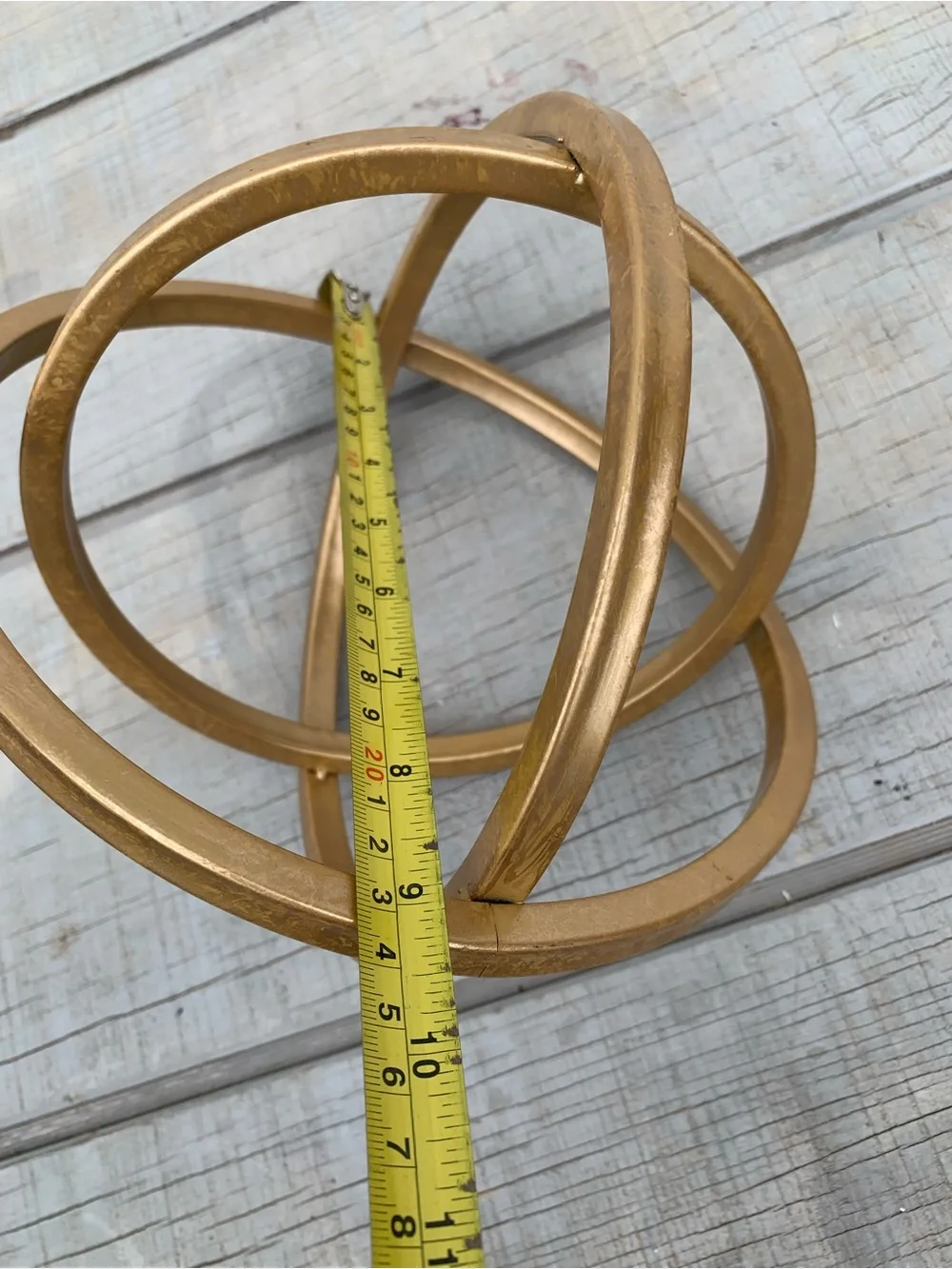 Gold Metal 3-Ring Interlocking Geometric Armillary Sphere Tabletop Decor Orb 9.5